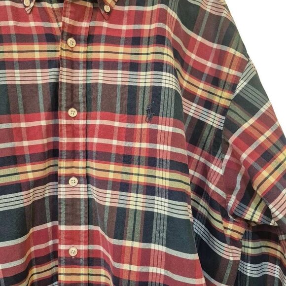 Ralph Lauren Men's Navy, Red, Green, Yellow & White Cotton Plaid Button Down 199 - Picture 3 of 11